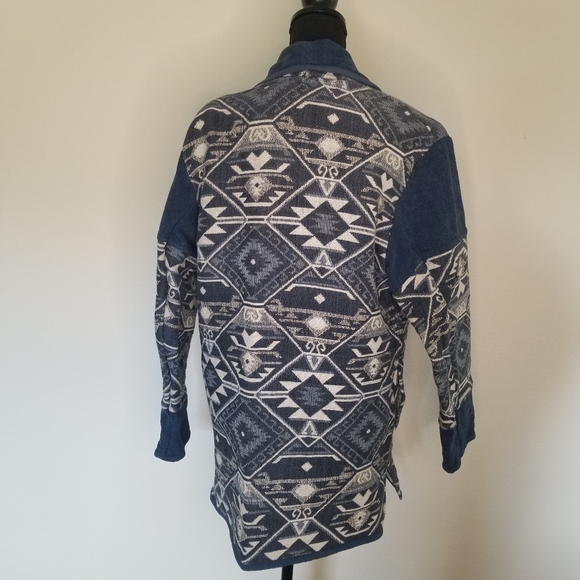 Anu by Natural tapestry jacket blue Aztec design 100% cotton SMALL FLAW - Picture 3 of 11